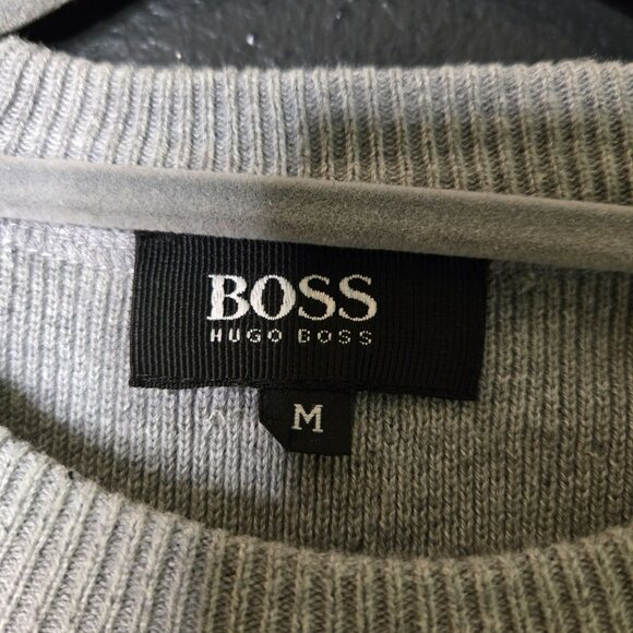 BOSS Hugo Boss Mens Medium Grey Cotton Front Pocket Sweater - Picture 3 of 8